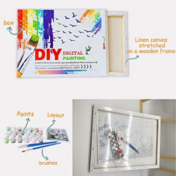set de pictat pe numere in cutie colorata din carton