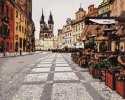 Pictura pe numere cu catedrala din centrul orasului Praga