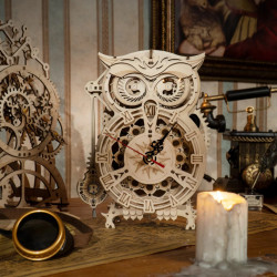 puzzle 3d din lemn ceas bufnita 1