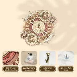 Puzzle 3D lemn Ceas cu calendar Zodiac continut