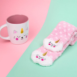 Set cana si sosete pufoase Kittycorn