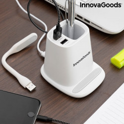 Organizator birou cu incarcator wireless si lampa LED si port USB