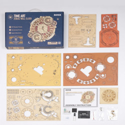 Puzzle 3D lemn Ceas cu calendar Zodiac continut cutie