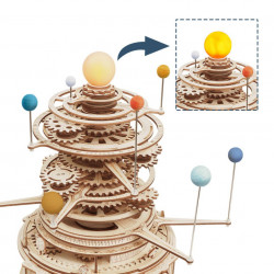 Puzzle 3D lemn sistem solar Orrery cu soare luminat