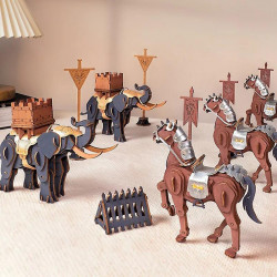 Puzzle 3D lemn Warrior Elephant si Cal