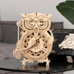 puzzle 3d din lemn ceas bufnita 3