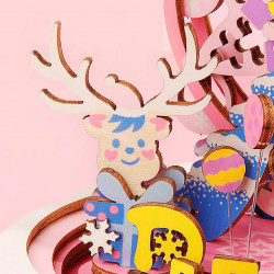 Ren Puzzle 3D din lemn cutie muzicala Merry Christmas