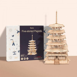 Puzzle 3D lemn Pagoda si cutie