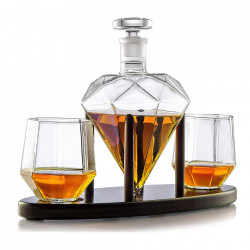 Set cadou decantor bauturi diamant Deluxe cu doua pahare