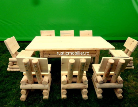 Poze Masa cu 8 scaune din lemn masiv