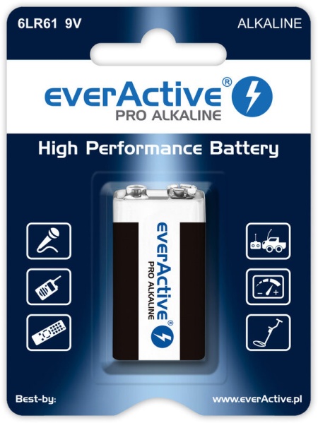 EverActive 6LR61 9V (R *) Pro Alkaline- Baterii alcaline 9V