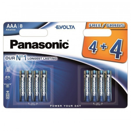Panasonic EVOLTA LR03 AAA- Baterii alcaline, 8 bucati