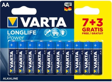 VARTA LONGLIFE POWER AA LR6 (tip 4906)- Baterii alcaline avansate, 10 bucati