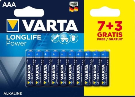 VARTA LONGLIFE POWER AAA LR03 (tip 4903)- Baterii alcaline avansate, 10 bucati