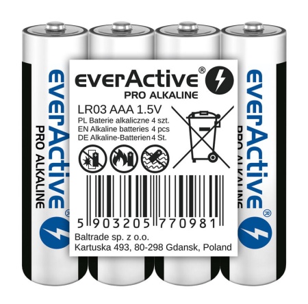 EverActive LR03 AAA Pro- Baterii alcaline 4 bucati