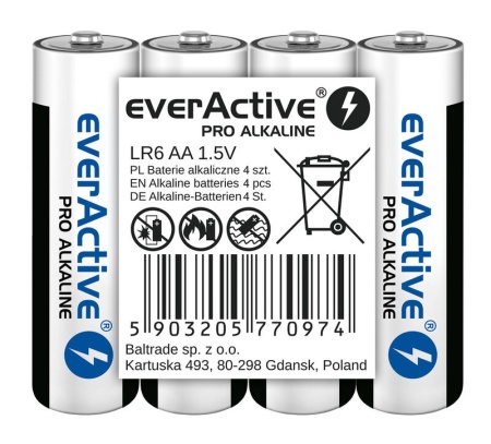 EverActive LR6 AA Pro- Baterii alcaline, 4 bucati