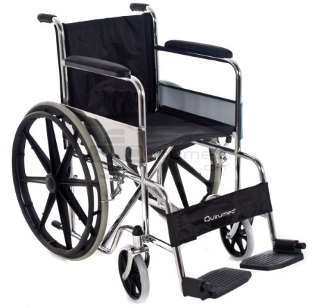 QMED 183-809B-46 - Scaun pliabil cu rotile din otel cromat si rotile din spate solide