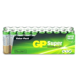 GP SUPER LR6 AA- Baterii super alcaline, pachet de 20 bucati