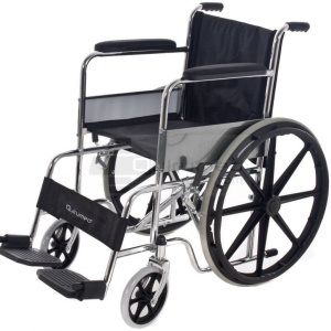 QMED 183-809B-46 - Scaun pliabil cu rotile din otel cromat si rotile din spate solide