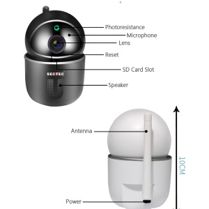 SECTEC ST-891-2M-AI Camera WIFI, 1080P, 2MP, Pan/Tilt, stocare in cloud / TF, microfon