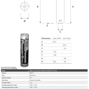 Panasonic Powerline Industrial LR03/AAA- Baterii alcaline 500 buc