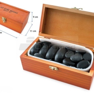 QMED 956-PHS20W - Pietre calde din Bazalt pentru terapii in cutie de lemn