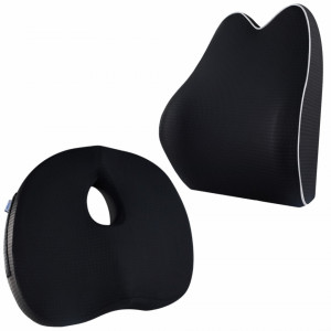 Set perna sezut si perna lombara, Suporto®️ Compact, culoare negru