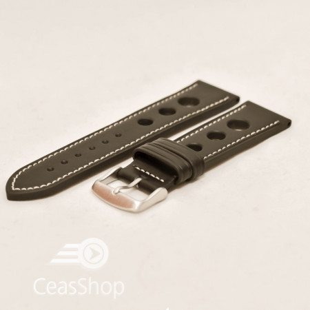 Curea piele GRAND PRIX neagra cusaturi albe 22mm - 36998