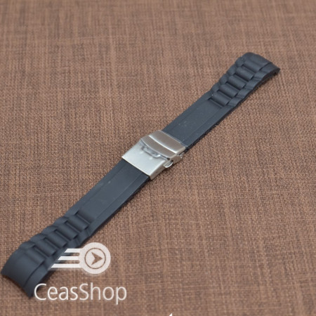 Curea silicon neagra capat curbat 20mm - 47975