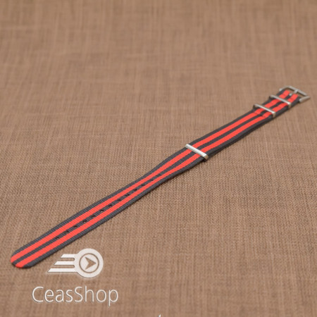 Curea NATO rosu/negru 18mm - 36525