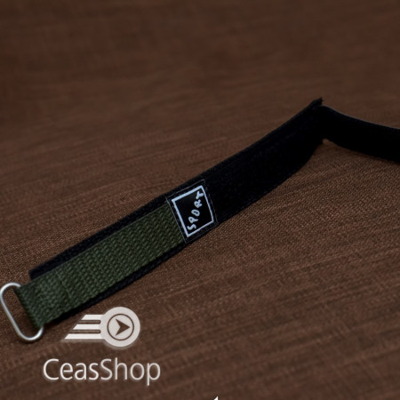 Curea din tesatura de nylon neagra cu verde sport cu arici 18mm - 37031