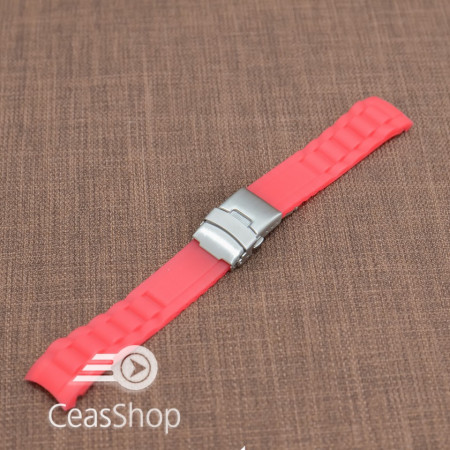 Curea silicon rosie capat curbat 20mm - 31848