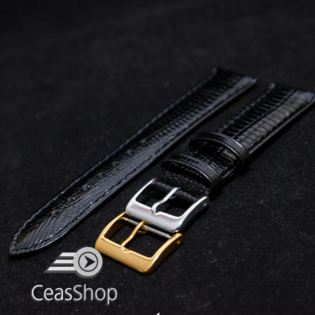 Curea piele soparla tegu captusita neagra 20mm - 38428
