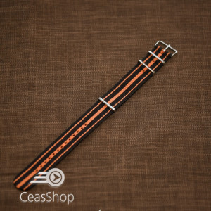 Curea NATO negru cu portocaliu 20mm - 37043