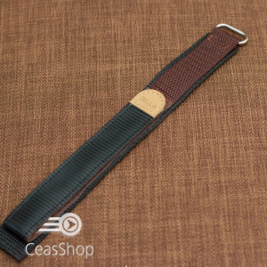 Curea din tesatura de nylon maro sport cu arici 18mm - 20449