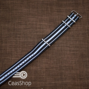 Curea NATO negru cu alb 18mm - 37038