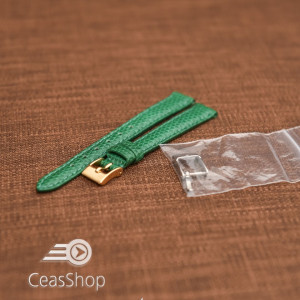 Curea piele de soparla captusita cu finisaj lacuit- verde- 18mm