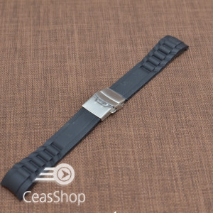 Curea silicon neagra capat curbat 20mm - 47975