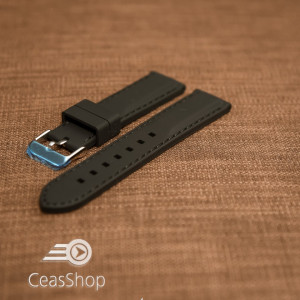 Curea silicon neagră cusături negre 22mm - 42279