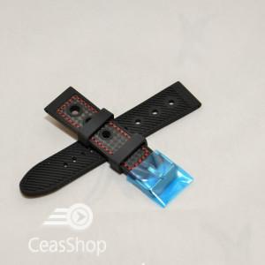 Curea silicon sport GRAND PRIX neagra cusaturi rosii 24mm - 38140
