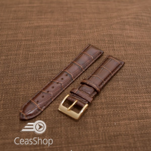Curea piele vitel, model crocodil maro inchis,captusita, lucioasa 20mm - 34830