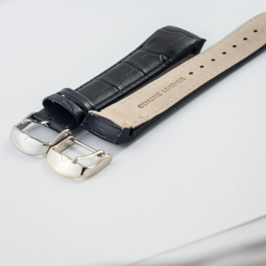 Curea piele capat curbat neagra 22mm - 38235