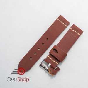 Curea piele maro roșcat cusatura alba QR 24mm - 3920824