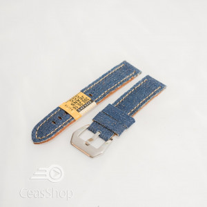 Curea piele si jeans albastra 22mm - 3902216