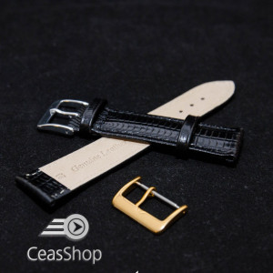 Curea piele soparla tegu captusita neagra 22mm - 38429