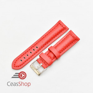 Curea piele tip fibra carbon roșie, căptușită 18mm - 374186