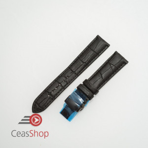 Curea piele vitel captusita negră deployant negru 22 mm