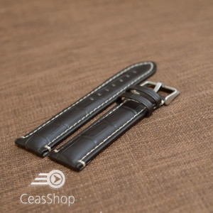 Curea piele vitel model crocodil cusaturi albe 22mm- 38084