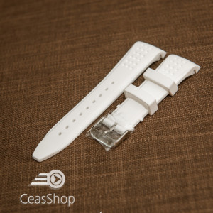 Curea silicon alba capat curbat 24mm - 43392