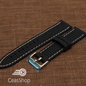 Curea silicon neagra cusaturi albe 20mm - 47785